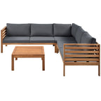 Ensembles de canapés d'angle de style campagnard français Miller Outdoor par GDFStudio