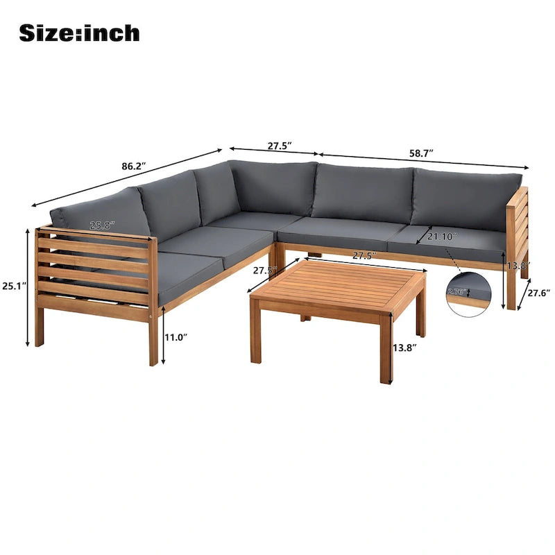 Ensembles de canapés d'angle de style campagnard français Miller Outdoor par GDFStudio