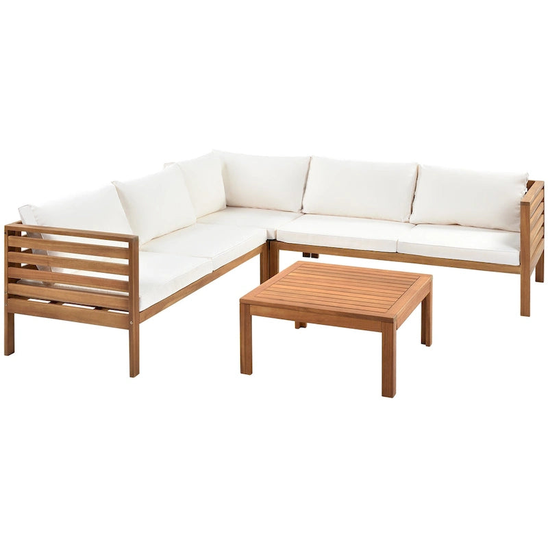 Ensembles de canapés d'angle de style campagnard français Miller Outdoor par GDFStudio