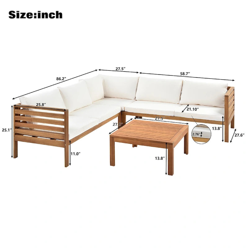 Ensembles de canapés d'angle de style campagnard français Miller Outdoor par GDFStudio