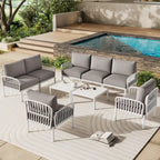 Christopher Knight Home - Canapé d'angle d'extérieur 5 places Ashton avec deux tables basses, assise profonde et coussins moelleux