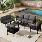 Christopher Knight Home - Canapé d'angle d'extérieur 5 places Ashton avec deux tables basses, assise profonde et coussins moelleux