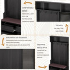 Porte-manteau d'entrée en MDF noir/blanc/marron avec banc à chaussures, panneau perforé, patères et étagères de rangement