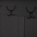 Porte-manteau d'entrée en MDF noir/blanc/marron avec banc à chaussures, panneau perforé, patères et étagères de rangement