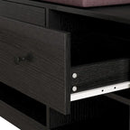 Porte-manteau d'entrée en MDF noir/blanc/marron avec banc à chaussures, panneau perforé, patères et étagères de rangement