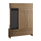 Porte-manteau d'entrée en MDF noir/blanc/marron avec banc à chaussures, panneau perforé, patères et étagères de rangement