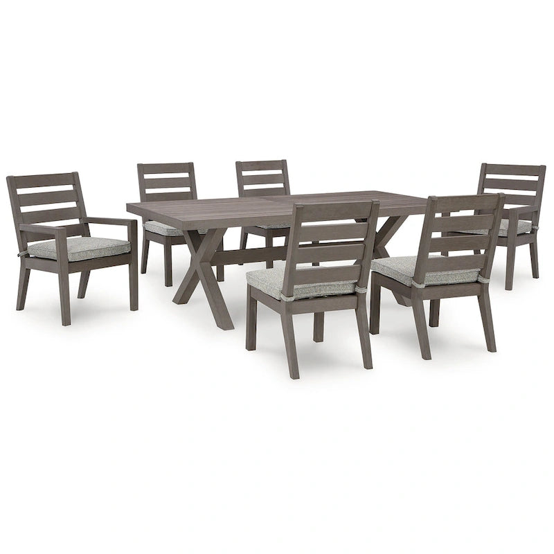 Signature Design by Ashley Ensemble repas d'extérieur 7 pièces Hillside Barn marron/gris - 84 L x 42 P x 29 H
