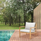 Ensemble de canapé d'extérieur moderne en bois d'acacia 7 places avec table basse élégante et coussins amovibles