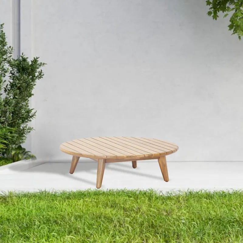 Ensemble de canapé d'extérieur moderne en bois d'acacia 7 places avec table basse élégante et coussins amovibles
