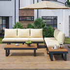 Ensemble de canapé d'angle extérieur, salon de jardin, groupe de sièges de patio, lit de repos extérieur avec sièges inclinables ajustables