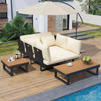 Ensemble de canapé d'angle extérieur, salon de jardin, groupe de sièges de patio, lit de repos extérieur avec sièges inclinables ajustables