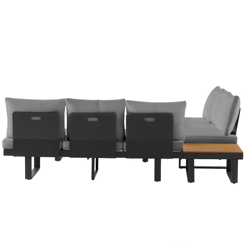 Ensemble de canapé d'angle extérieur, salon de jardin, groupe de sièges de patio, lit de repos extérieur avec sièges inclinables ajustables