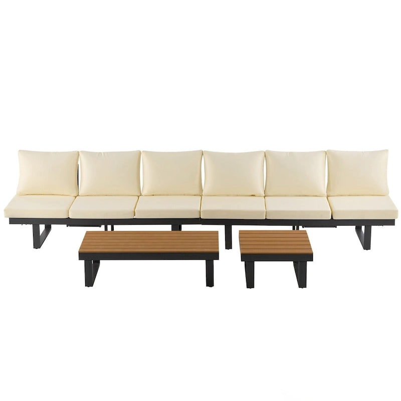 Ensemble de canapé d'angle extérieur, salon de jardin, groupe de sièges de patio, lit de repos extérieur avec sièges inclinables ajustables