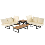 Ensemble de canapé d'angle extérieur, salon de jardin, groupe de sièges de patio, lit de repos extérieur avec sièges inclinables ajustables