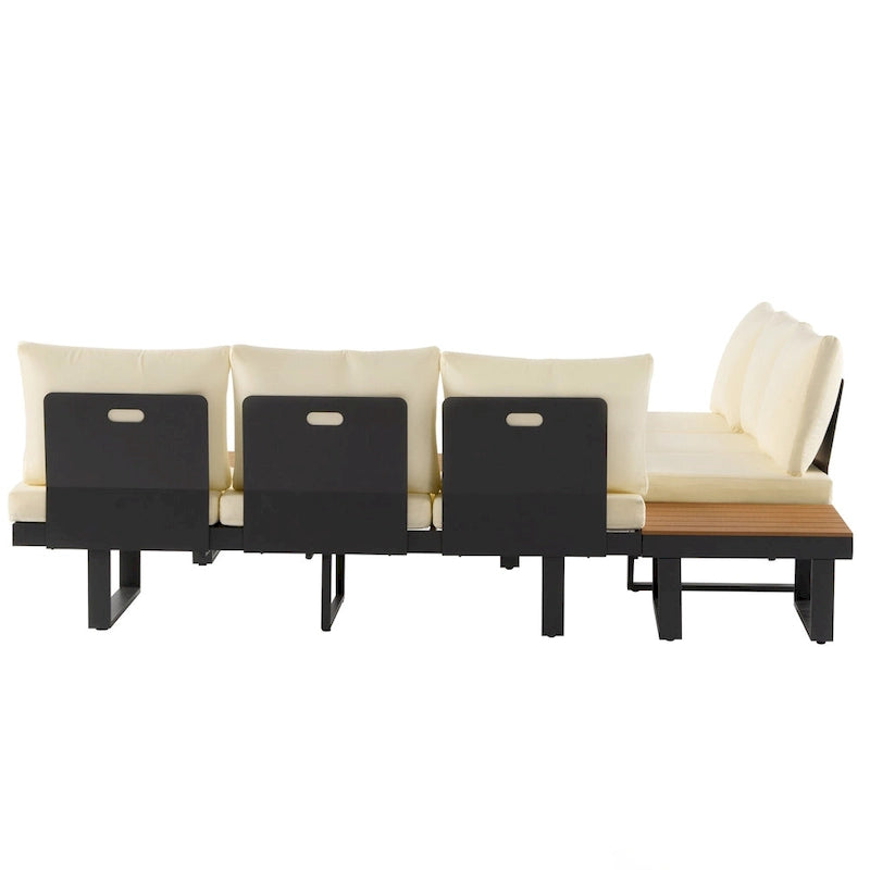 Ensemble de canapé d'angle extérieur, salon de jardin, groupe de sièges de patio, lit de repos extérieur avec sièges inclinables ajustables