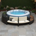 Ensemble de canapé d'extérieur en rotin pour spa avec espaces de rangement, banc et coussins