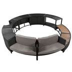 Ensemble de canapé d'extérieur en rotin pour spa avec espaces de rangement, banc et coussins