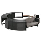 Ensemble de canapé d'extérieur en rotin pour spa avec espaces de rangement, banc et coussins