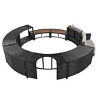 Ensemble de canapé d'extérieur en rotin pour spa avec espaces de rangement, banc et coussins