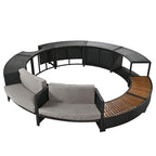 Ensemble de canapé d'extérieur en rotin pour spa avec espaces de rangement, banc et coussins