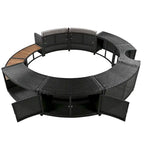 Ensemble de canapé d'extérieur en rotin pour spa avec espaces de rangement, banc et coussins