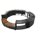 Ensemble de canapé d'extérieur en rotin pour spa avec espaces de rangement, banc et coussins