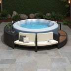 Ensemble de canapé d'extérieur en rotin pour spa avec espaces de rangement, banc et coussins