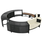 Ensemble de canapé d'extérieur en rotin pour spa avec espaces de rangement, banc et coussins
