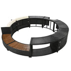 Ensemble de canapé d'extérieur en rotin pour spa avec espaces de rangement, banc et coussins