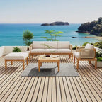 Ensemble de canapé de patio extérieur 4 pièces en bois d'acacia et corde