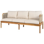 Ensemble de canapé de patio extérieur 4 pièces en bois d'acacia et corde