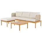 Salon de jardin 3 pièces en bois d'acacia et corde – 75,5 l x 26,75 P x 27,00