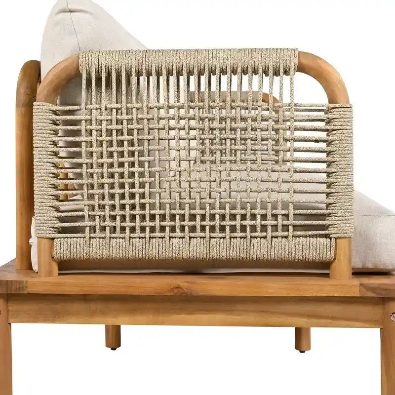 Salon de jardin 3 pièces en bois d'acacia et corde – 75,5 l x 26,75 P x 27,00
