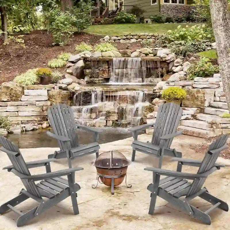 Ensemble de table de bar de patio extérieur, ensemble table et chaises de 5 pièces, ensemble table de bar et tabourets avec chaises Adirondack hautes pour 4