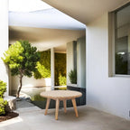 Canapé d'extérieur en bois d'acacia avec coussins imperméables amovibles pour terrasse