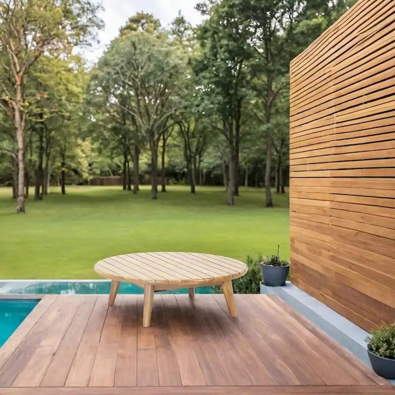 Canapé d'extérieur en bois d'acacia avec coussins imperméables amovibles pour terrasse