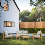 Canapé d'extérieur en bois d'acacia avec coussins imperméables amovibles pour terrasse