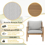 Canapé d'extérieur en bois d'acacia avec coussins imperméables amovibles pour terrasse