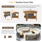 Canapé d'angle d'extérieur 12 places en bois d'acacia avec table basse