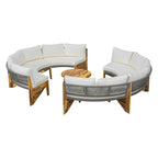 Canapé d'angle d'extérieur 12 places en bois d'acacia avec table basse