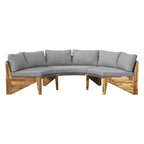 Canapé d'angle d'extérieur 12 places en bois d'acacia avec table basse