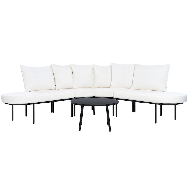 Ensemble de canapé d'extérieur incurvé avec coussins et table basse