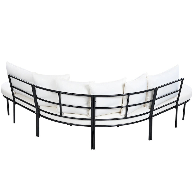 Ensemble de canapé d'extérieur incurvé avec coussins et table basse