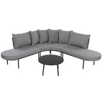 Ensemble de canapé d'extérieur incurvé avec coussins et table basse