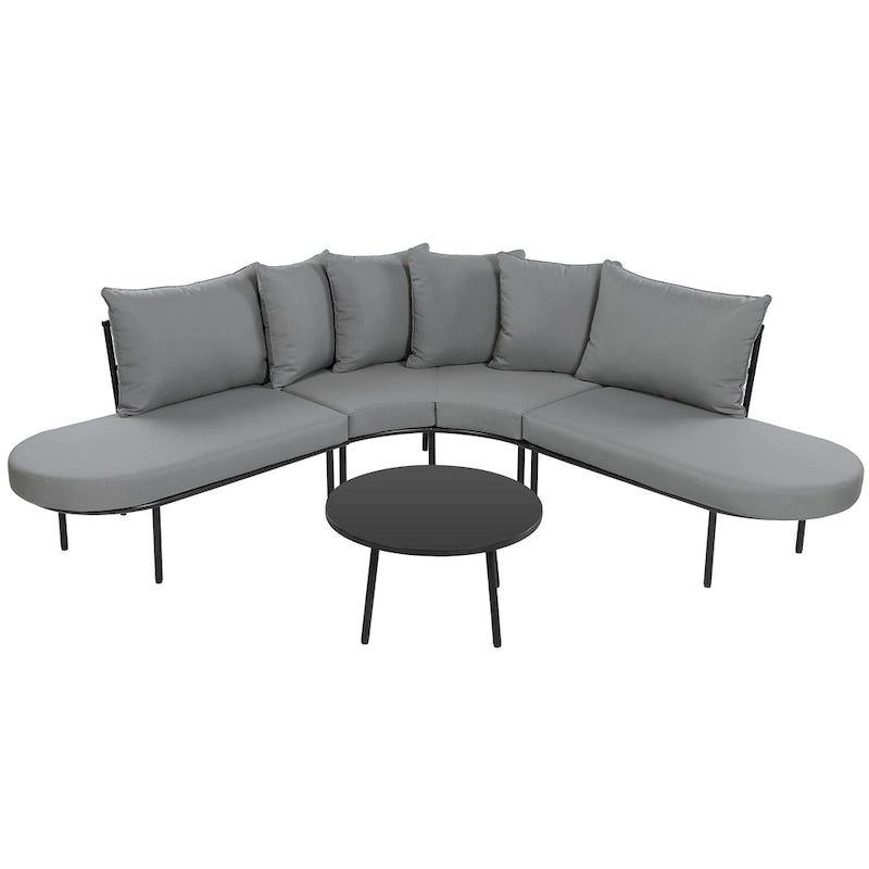 Ensemble de canapé d'extérieur incurvé avec coussins et table basse