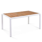 Ensemble de meubles d'extérieur en osier de 6 chaises, table de salle à manger de patio de 7 pièces avec plateau en bois, ensemble de salle à manger d'extérieur