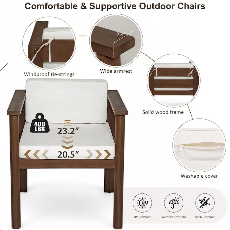 Ensemble de salle à manger d'extérieur 7 pièces pour 6 personnes avec table rectangulaire et chaises avec coussins amovibles