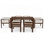 Ensemble de salle à manger d'extérieur 7 pièces pour 6 personnes avec table rectangulaire et chaises avec coussins amovibles