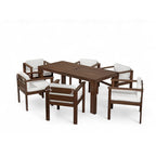 Ensemble de salle à manger d'extérieur 7 pièces pour 6 personnes avec table rectangulaire et chaises avec coussins amovibles