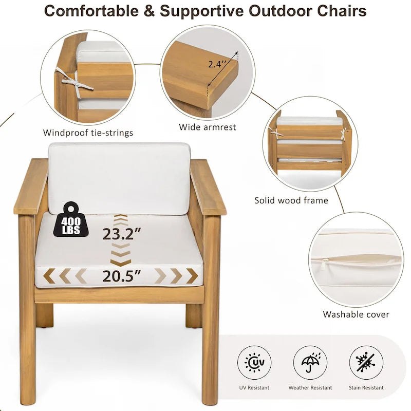 Ensemble de salle à manger d'extérieur 7 pièces pour 6 personnes avec table rectangulaire et chaises avec coussins amovibles
